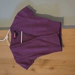 Say What, Small, Purple Short Sleeve Cardigan